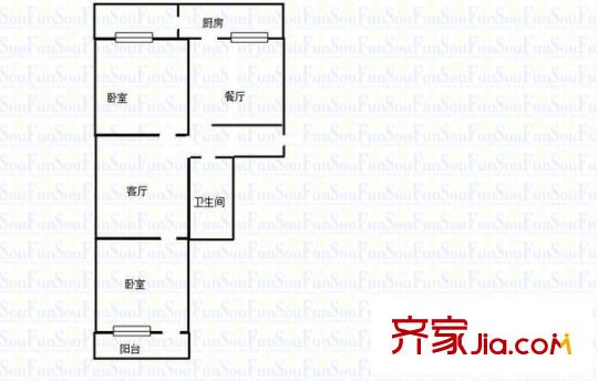 鴻建花園 2室 戶型圖