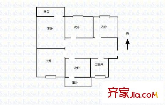 樂(lè)山小區(qū) 3室 戶型圖