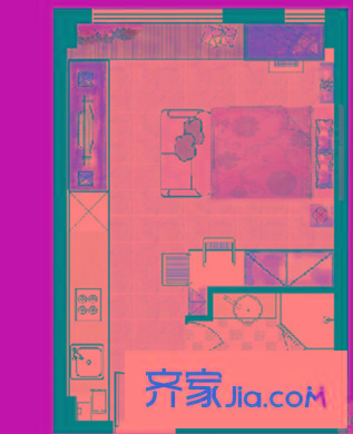 綠地新里盧浮公館 1室 戶型圖