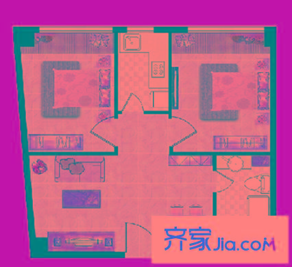 綠地新里盧浮公館 2室 戶型圖