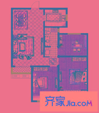 綠地新里盧浮公館 2室 戶型圖