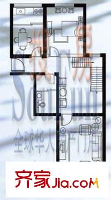 西苑小區(qū)戶型圖復(fù)式下層戶型 4室3廳2衛(wèi)