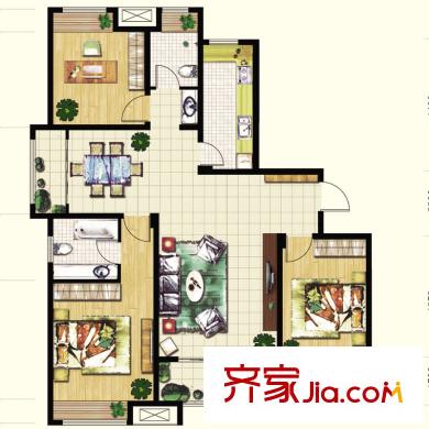 泉景天沅秀園戶型圖1號樓2單元02戶型 3居室 3室2廳2衛(wèi)