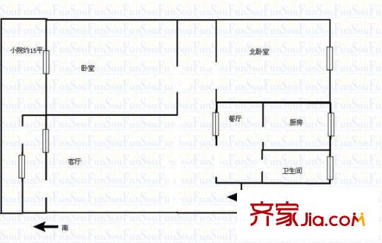 閔子騫路單位宿舍 2室 戶型圖