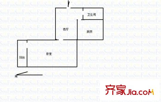 閔子騫路單位宿舍 1室 戶型圖