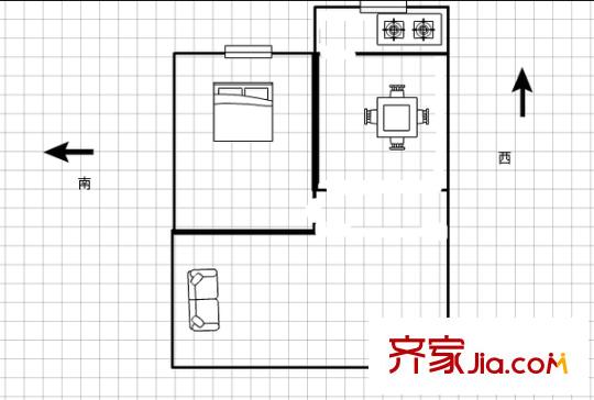 制錦市小區(qū) 1室 戶型圖