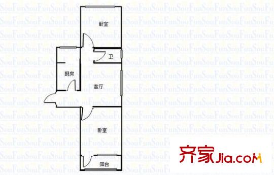 制錦市小區(qū) 2室 戶型圖