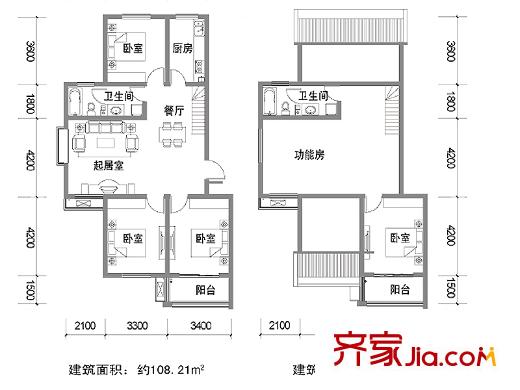 凱旋新城戶型圖7#10#復(fù)式A戶型 4室2廳2衛(wèi)