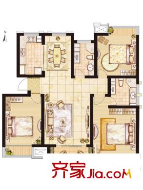 綠地國際花都戶型圖5、6#標準層A3戶型 3室2廳2衛(wèi)