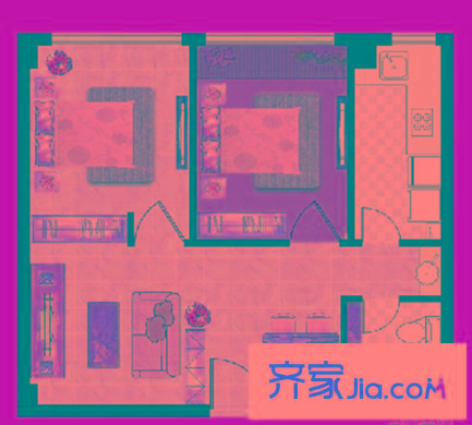 綠地新里盧浮公館 2室 戶型圖