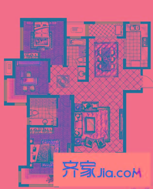 綠地新里盧浮公館 3室 戶型圖