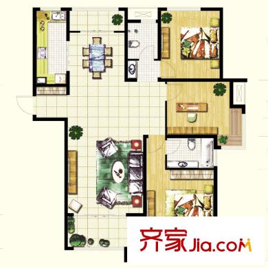 泉景天沅秀園戶型圖3號(hào)樓1單元01戶型 3居室 3室2廳2衛(wèi)