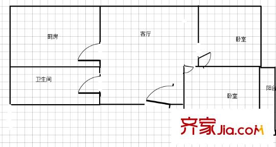 閔子騫路單位宿舍 2室 戶型圖