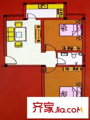 城投美里新居戶型圖戶型圖 2室1廳1衛(wèi)