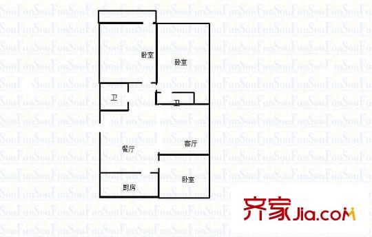 泉城花園 3室 戶型圖