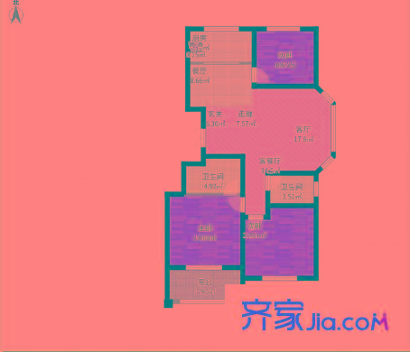 泉城花園 3室 戶型圖