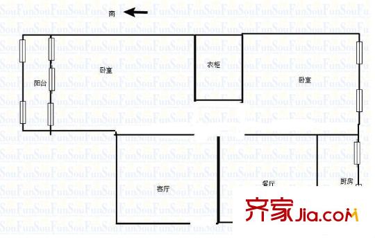 制錦市小區(qū) 2室 戶型圖