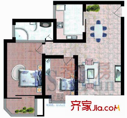 實力榮祥花園 2室 戶型圖
