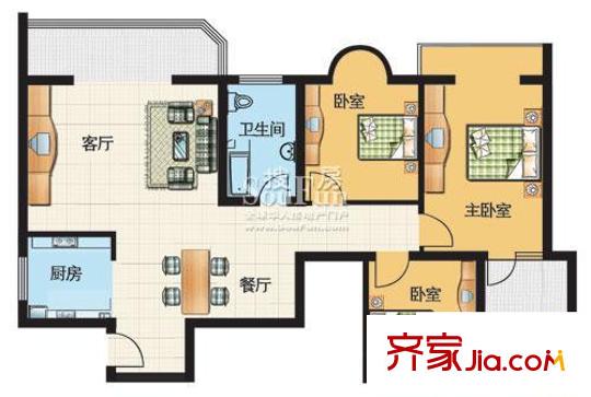 實(shí)力榮祥花園 3室 戶型圖