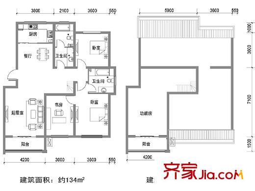 凱旋新城戶型圖8#12#復(fù)式A戶型 3室2廳2衛(wèi)