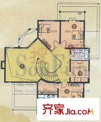南山逸墅戶型圖H戶二層 4室2衛(wèi)
