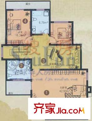 南山逸墅戶型圖E戶二層 3室1廳2衛(wèi)