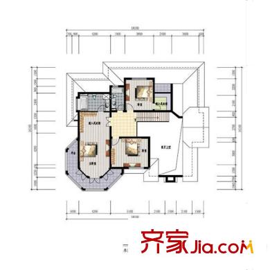 臥虎山原生態(tài)別墅區(qū)戶型圖8#/10#別墅二層平面圖 5室3廳2衛(wèi)1廚