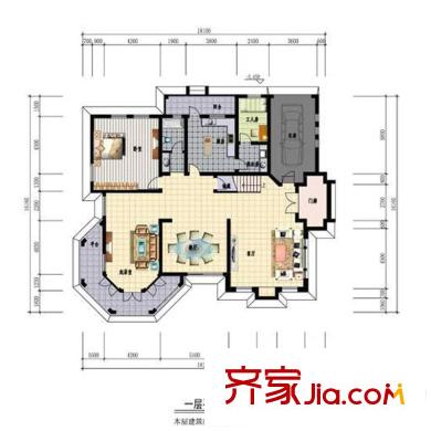 臥虎山原生態(tài)別墅區(qū)戶型圖8#/10#別墅一層平面圖 5室3廳2衛(wèi)1廚