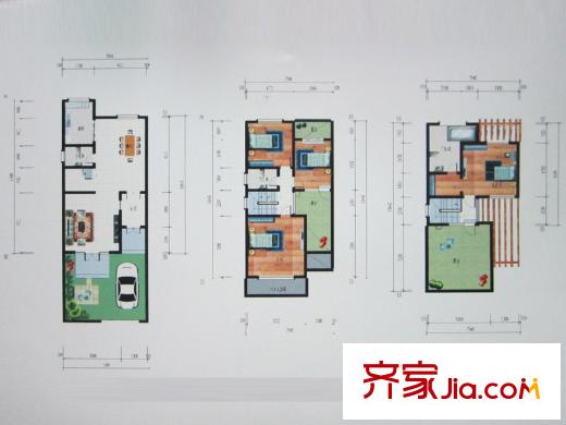 桃花源避暑山莊一期戶型圖一期聯(lián)排別墅A戶型 4室2廳3衛(wèi)1廚