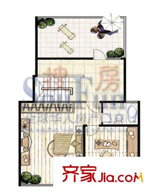 祺苑戶型圖13582568 1室