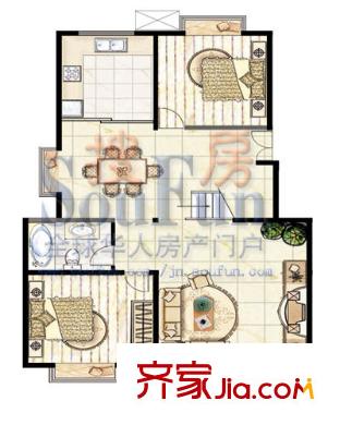 祺苑戶型圖13582562 2室2廳1衛(wèi)1廚