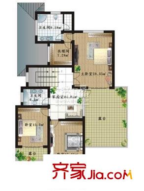 蟠龍山水戶型圖E房型-二層平面 5室3廳4衛(wèi)