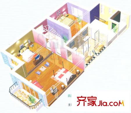 富華莊園四層戶型圖 4室2廳2衛(wèi)