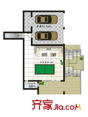 蟠龍山水戶型圖E房型-半地下層 5室3廳4衛(wèi)
