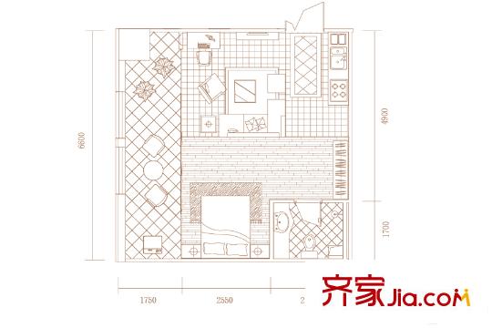 新泉城大廈公寓B10戶型 1室1廳1衛(wèi)