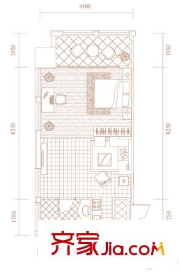 新泉城大廈公寓B1戶型 1室1廳1衛(wèi)