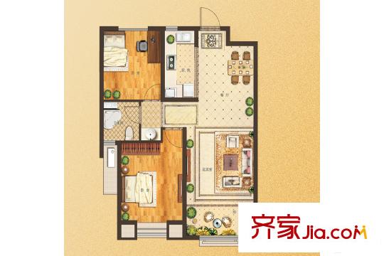 三盛?國際公園1#樓A戶型 2室2廳1衛(wèi)1廚