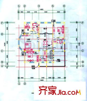 琵琶島山水豪庭戶型圖二層平面圖 3室