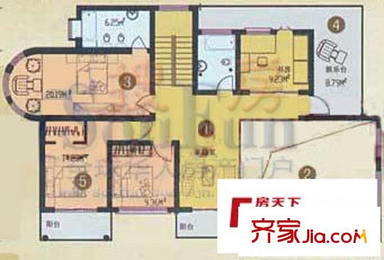 南山逸墅戶型圖D戶二層 4室
