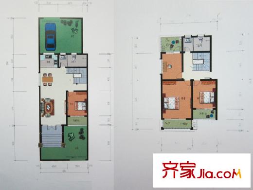 桃花源避暑山莊一期戶型圖一期疊拼別墅C戶型 4室2廳2衛(wèi)1廚