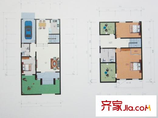 桃花源避暑山莊一期戶型圖一期雙拼別墅B戶型 5室2廳2衛(wèi)1廚