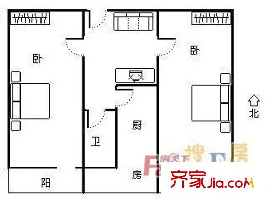 植物園附近宿舍戶型圖植物園附近單位宿舍1 2室1廳1衛(wèi)1廚