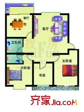 紫霞山莊戶型圖3室2廳2衛(wèi)