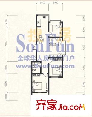 偉東城市精英領(lǐng)域戶(hù)型圖3室2廳1衛(wèi)
