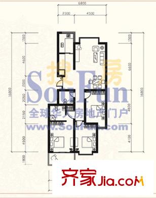 偉東城市精英領(lǐng)域戶型圖3室2廳2衛(wèi)