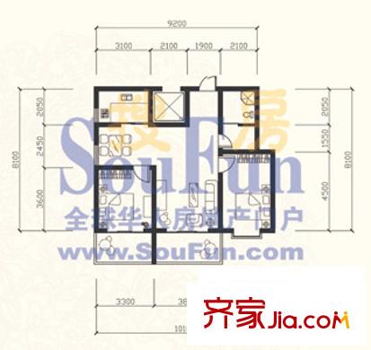 偉東城市精英領(lǐng)域戶(hù)型圖2室2廳1衛(wèi)