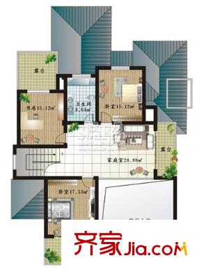蟠龍山水戶型圖B房型-二層平面 4室4廳4衛(wèi)