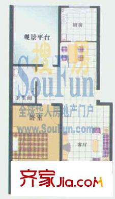 仲宮山水庭院戶型圖1室2廳1衛(wèi)