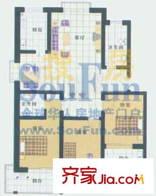 仲宮山水庭院戶型圖3室2廳2衛(wèi)