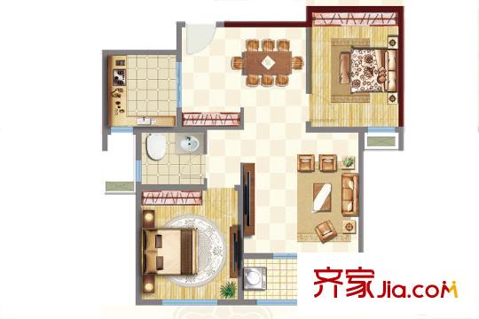 明湖?太學苑3號樓標準層玲瓏兩室 2室2廳1衛(wèi)1廚